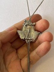 Vintage Silver Bolo Slide Necklace Flower Chain Lariat Rhinestone 32”