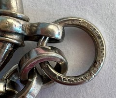 German Jugendstil Albertina Watch Chain Red Glass Drop Clover Mark c.1910-1925