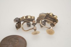 ANTIQUE GEORGIAN ENGLISH 15K GOLD & SILVER FOILED CITRINE PASTE EARRINGS c1820