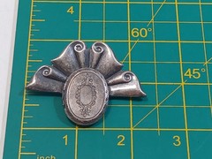 RARE ANTIQUE Locket Sterling Silver Brooch/ Pin COLLECTIBLE 2 1/4″ W X1 5/8″HIGH