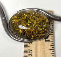VTG Necklace Earring Baltic Green Honey Amber Sterling Silver Collar Celtic Knot