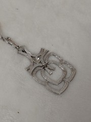 Vintage 1974 Avon Mayan Pendant Necklace Silver Tone Modernist Brutalist Hinged