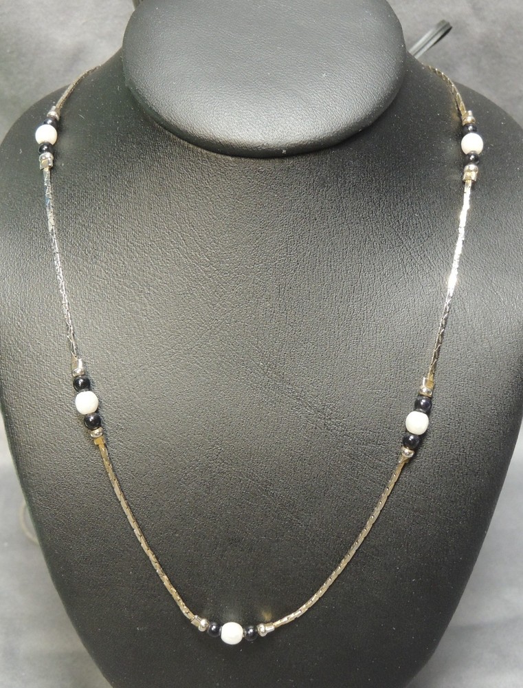 Antique Black and White Gold Pearl Necklace 28 inches