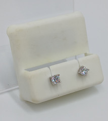 925 CZ Stud Earrings 4mm Sterling Silver 0.6g Round Brilliant Minimalist Petite
