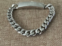 VTG Speidel ID Bracelet RHODIUM Plated Large Curb Cuban Link Inscription JEFF