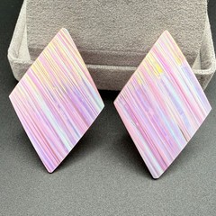 Vintage Iridescent Dichoric Art Glass Pierced Earrings Bold Textured Statement