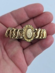 Antique Carmen Sweetheart Heart initial “P” gold filled? bracelet -one bad link