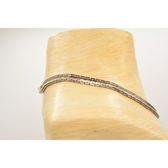 Vintage Chain Necklace Collar Boxed Double Layered Silver Tone Shiny 1980s 9J