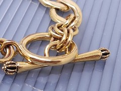 Vintage Juicy Couture Heart Charm Gold tone Link Bracelet 7″