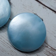 Vintage Clip On Earrings Sky Blue Circle Just Under 1″ – Loose Clips