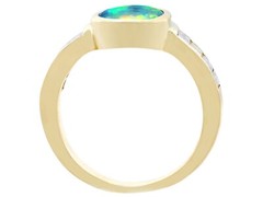 Vintage French 1.40 Ct Opal 1.12 Ct Diamond 18k Yellow Gold Dress Ring – 6.25