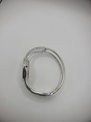Vintage Geneva Platinum Wristwatch Silver Tone Bracelet Bangle Jewelry Costume