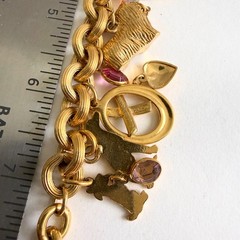 Vintage Kirk’s Folly Gold-Tone Dog Charm Bracelet with Rhinestones Retired READ