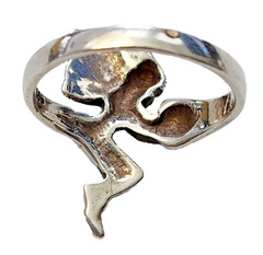RING Vtg FAIRY ANGEL 925 Sterling Silver w Crystal Ball Size 7 US 3.6 gram