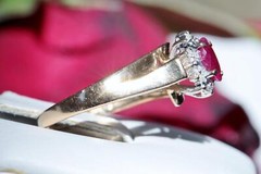 14k yellow gold ring 0.41ct natural diamond & treated ruby size 7 vintage 2.2gr