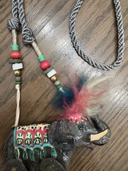 Vintage Dorian Designs 1989 Elephant Necklace RARE Colorful articulating SIGNED