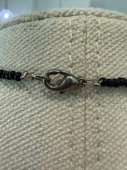 Black Onyx Necklace With Carved Rose Pendant And Graduated Faceted Beads 17.5”