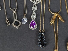 Monet & Assorted Costume Jewelry Necklace Lot 30pc Crystal Geometric Religiou…