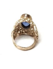 Vintage, Unique Natural Calsilica or Faceted Tanzanite Quartz, Sterl.Silver Ring