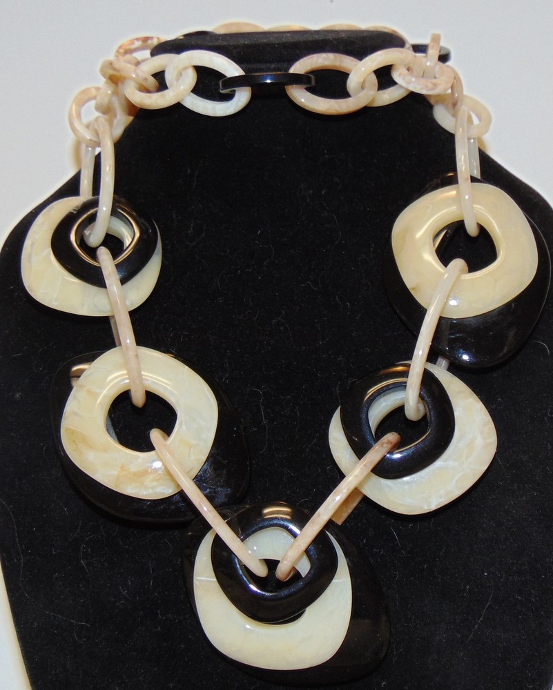 MACY’S Black and Creamy Beige Lucite Necklace