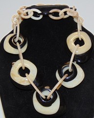 MACY’S Black and Creamy Beige Lucite Necklace