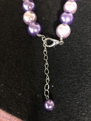 VTG. STYLE FAUX PEARL BEAD NECKLACE PURPLE & LAVENDER 15″ + 2″ EXTENDER