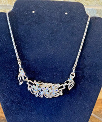 Vintage AB Rhinestones Articulated Leaf Gold Tone Choker 15 1/2 Inches EUC