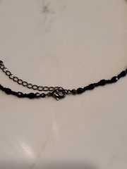 Vintage Black Faceted Bead Necklace Teardrop Pendant Gothic Formal 18″