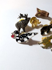 Vintage Mixed 19 Animal Enamel Pin Lot Seal Donkey Loon Bear Bee Snake Pelican