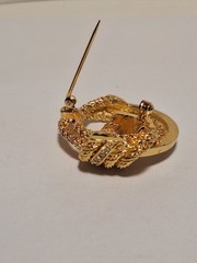 1 Vtg Christian Dior 1970s Knot Brooch & 1 Gold-Tone Intertwined Circle Brooch
