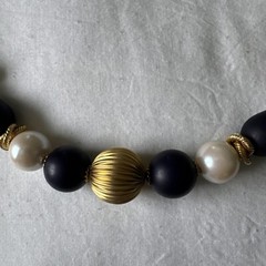 Vintage Blue White And Gold Tone Beaded Necklace And Earrings From Casual Corner
