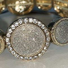 Monet Bracelet Rhinestone Clear Gold Tone Expandable Signed M With Stone NWT New