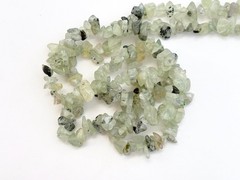 Prehnite Beaded Chip Long Stranded Vintage Green Necklace – 36″