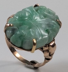 RETRO 10K WALTER LAMPL GREEN JADEITE JADE VINTAGE ANTIQUE RING SIZE 5.75 WL CP13