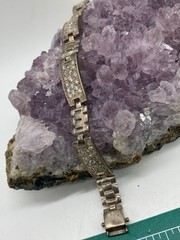 Vintage Sterling Silver Pave Crystal Link Bracelet 8.5″