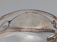 Vtg Alpaca Mexico Cuff Bracelet Crushed Turquoise Inlay Silver Tone 1980s NOS