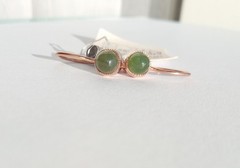 Vintage Beautiful Earrings Nephrite Stone Gilt Sterling Silver 925 Women Jewelry