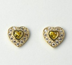 14k Solid White Gold Halo Heart Stud Earrings