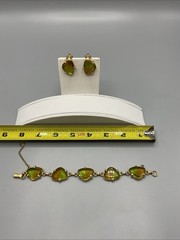 Designer SIGNED Vintage Judy Lee Crystal Bracelet & Clip On Earrings Set