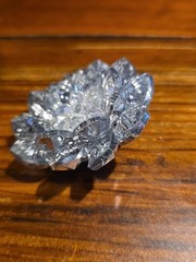 Rhinestone Brooch Clear Crystal Silver Metal Mid Century Domed Floral Pin