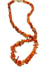 Vintage Coral Nugget Necklace Strand Salmon Goldtone 20” Long Boho chic