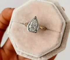 2.50Ctw Pear Cut Lab Created Diamond Engagement Ring 14K Two Tone Gold Plated