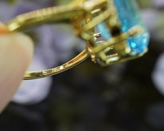 Vintage Topaz Diamond Ring 18K Gold Cocktail Designer Signed