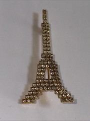 Dorothy Bauer Pin Eiffel Tower Austrian Crystals Gold-tone Metal 2 1/4 Inches