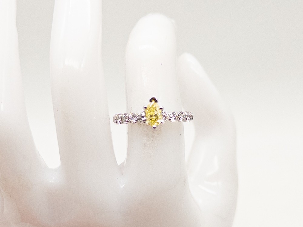 $12K VERRAGIO GIA CERT VS1 Pear FANCY INTENSE YELLOW Diamond 14k White Gold Ring