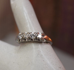 Vintage Jabel 18K White Gold 4 Diamond ring sz 7.3