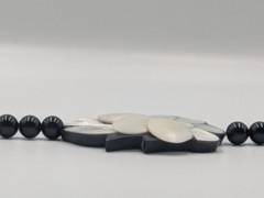Karla Jordan Black Beaded Necklace + White Mother-of-Pearl Shell Flower Design
