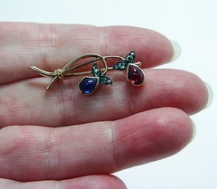 Antique FABERGE 56 Gold 14K Sapphire Almandine Brooch OSKAR PIHL circa 1890