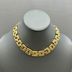 Necklace Womens Gold Tone Vintage Link Chain Chunky Bold Statement Polished 16″