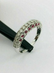Art Deco 3.50 Ct Diamond & Ruby Antique Vintage Wedding Ring 925 Sterling Silver